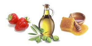 клубника, мед и оливковое масло